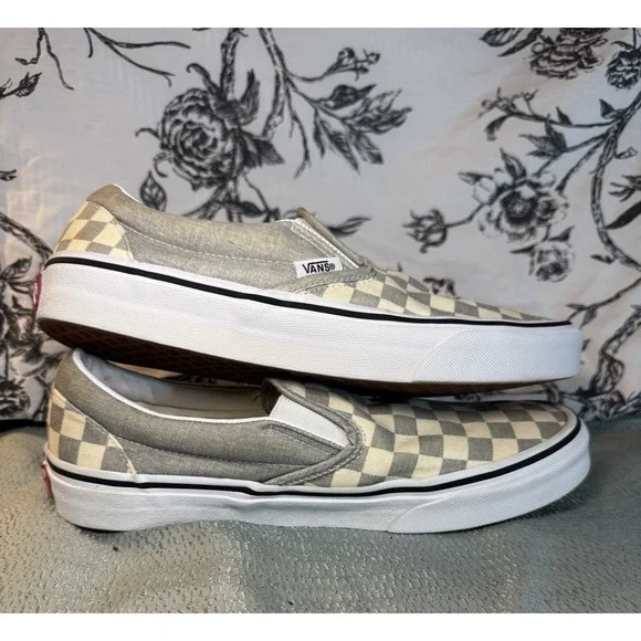 Vans Slip-On Checkerboard Skate Shoe Gray White Women's 9 Men 7.5 - Picture 6 of 13
